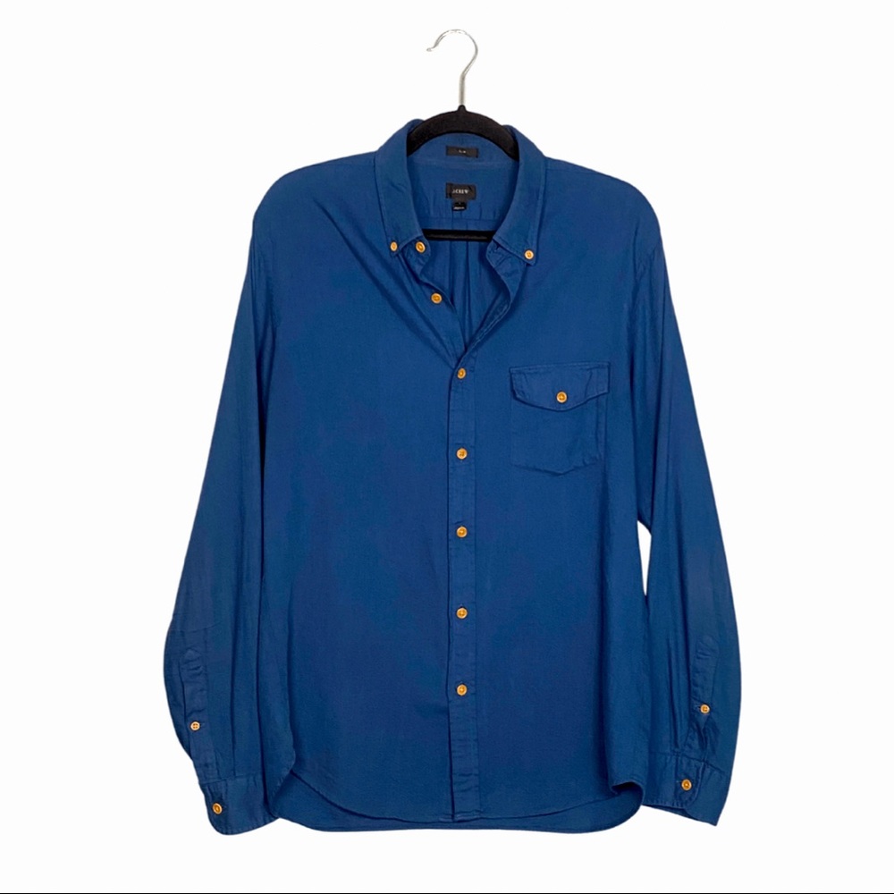 J. Crew Men’s Large Slim Fit Longe Sleeve Button Up | Blue